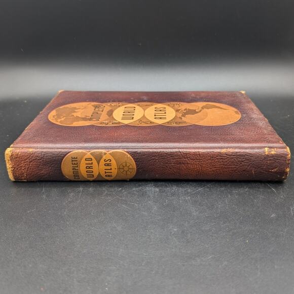 Hammonds Complete World Atlas Book Mission Leather Bound 1961 Maps Brown Globe - Picture 6 of 16